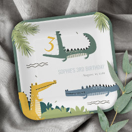 Plato De Papel Cute Chomp Alligator Swamp Cualquier niño de edad