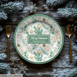 Plato De Papel Cute Christmas Paper Plates Pastel Sage and Gold