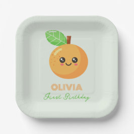 Plato De Papel Cute Citrus Orange 1st Birthday Paper Plates