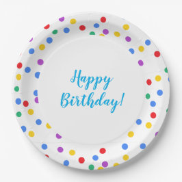 Plato De Papel Cute Colorful Confetti Dots Kids Birthday Party