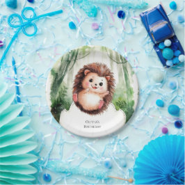 Plato De Papel Cute Colorful Hedgehog Cumpleaños