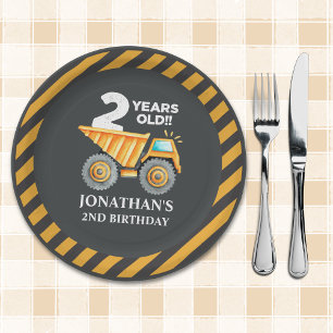 Plato De Papel Cute Construction Party for 2nd Birthday Kids