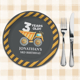 Plato De Papel Cute Construction Party for 3rd Birthday Kids