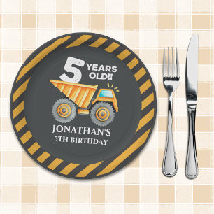 Plato De Papel Cute Construction Party for 5th Birthday Kids