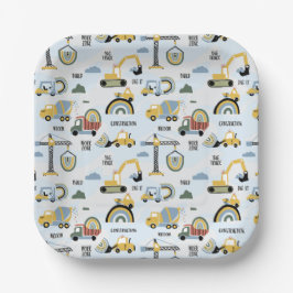 Plato De Papel Cute Construction Theme Party