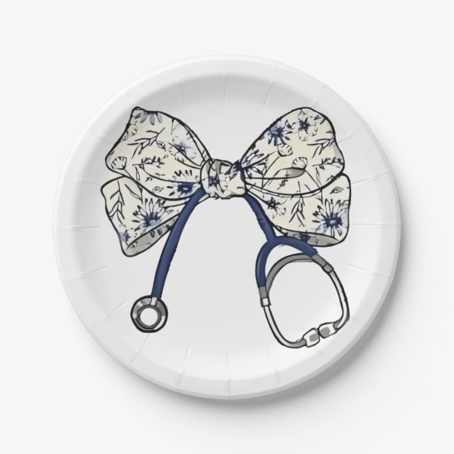 Plato De Papel Cute Coquette Bow Coquette Bow Nurse Enfermería (Anverso)
