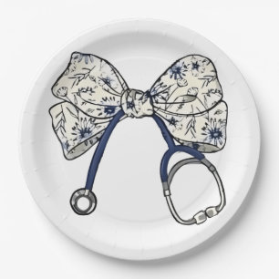 Plato De Papel Cute Coquette Bow Coquette Bow Nurse Enfermería