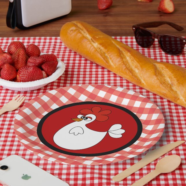 Plato De Papel Cute Country pollo Barn fiesta (Picnic)