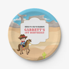 Plato De Papel Cute Cowboy Primer Fiesta de cumpleaños