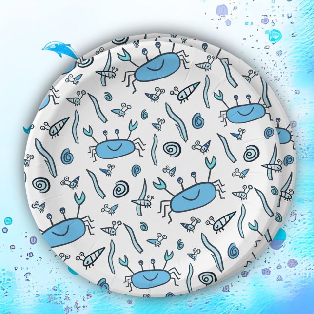 Plato De Papel Cute Crab Sea Animals Boy Happy Birday Paper Pl (Subido por el creador)