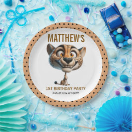 Plato De Papel Cute Crazy Cheetah Farm Theme 1st Birthday