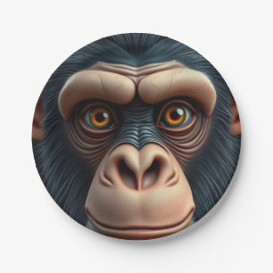 Plato De Papel Cute Crazy Funny Chimpanzee