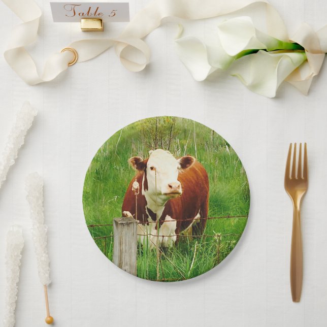 Plato De Papel Cute Curioso Vaca 4Lilly (Boda)