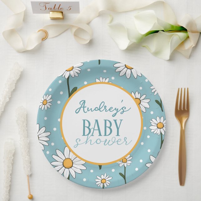Plato De Papel Cute Daisy Tema Placa de papel (Boda)