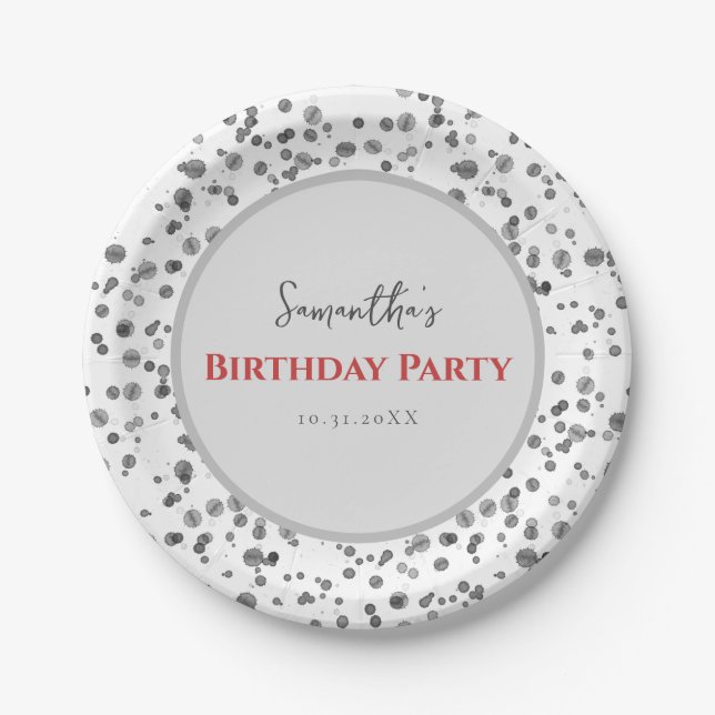 Plato De Papel Cute Dalmatian Spots Kids Birthday Fiesta (Anverso)