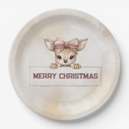 Plato De Papel Cute Deer Christmas Paper Plates Festive Tableware