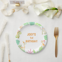 Cute Dino Jungle Birday Party Placa