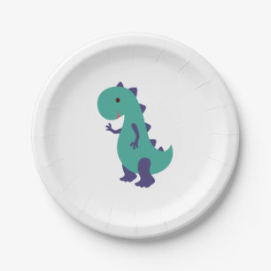 Plato De Papel Cute Dino Plate