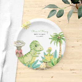Plato De Papel Cute Dinosaur Baby Shower
