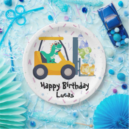 Plato De Papel Cute dinosaur Construcción Camión niño B2S Cumplea