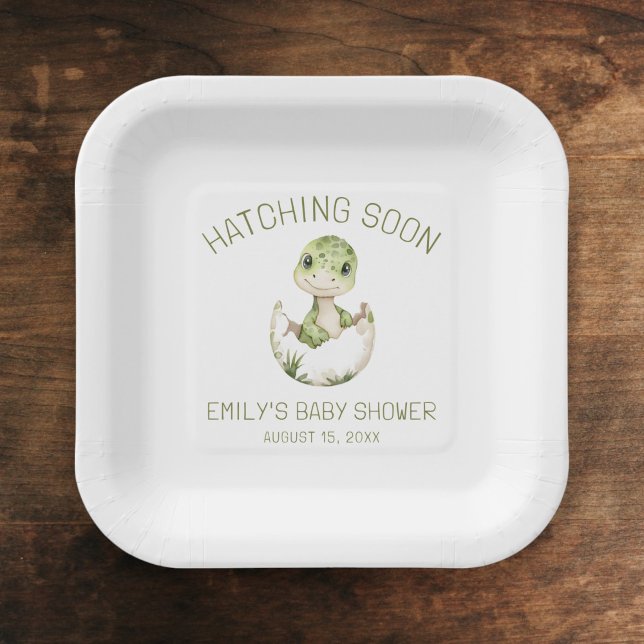 Plato De Papel Cute dinosaurio acuarela Hatching pronto Baby Show (Subido por el creador)