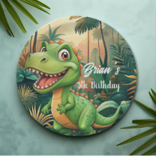 Plato De Papel Cute dinosaurios rugido Boy fiesta de cumpleaños