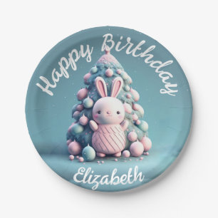 Plato De Papel Cute, divertido, conejito, estilo kawaii