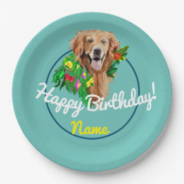 Plato De Papel Cute Dog Dreamy Golden Retriever