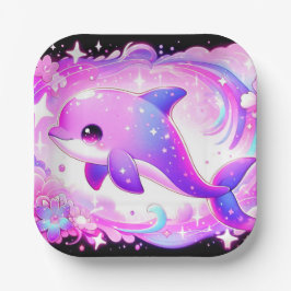 Plato De Papel Cute Dolphin Baby Shower