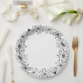 Plato De Papel Cute Doodle Dandelion Pattern Summer Party