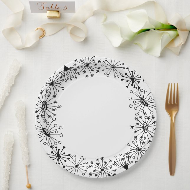 Plato De Papel Cute Doodle Dandelion Pattern Summer Party (Boda)
