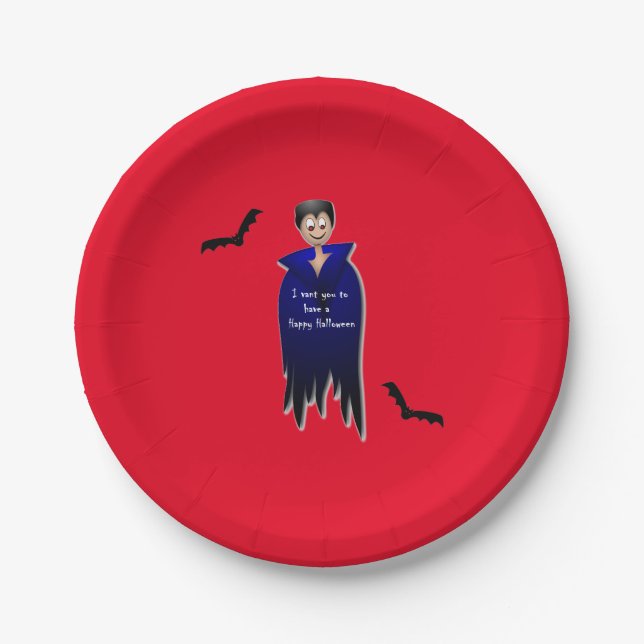 Plato De Papel Cute Dracula Halloween (Anverso)