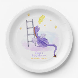Plato De Papel Cute Dreamy Fairytale Dragon Stars Baby Shower