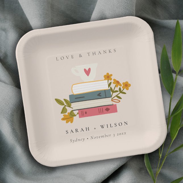 Plato De Papel Cute Dusky Rubor Storibooks Boda Floral (Subido por el creador)