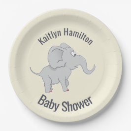 Plato De Papel Cute Elephant Baby Shower Pachyderm
