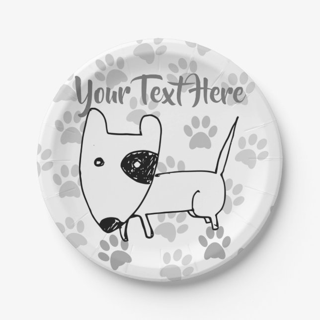 Plato De Papel Cute English Bull Terrier (Anverso)