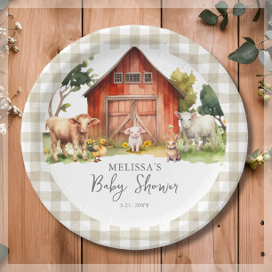 Plato De Papel Cute Farm Animal Barn Baby Shower