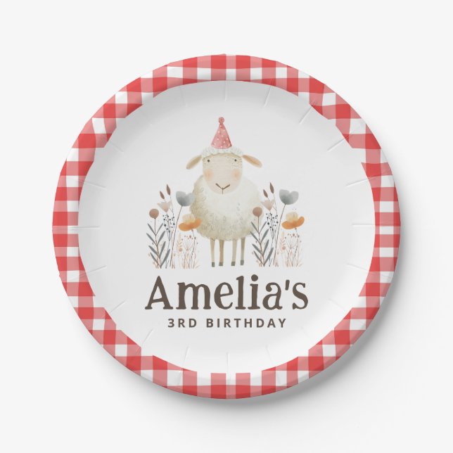 Plato De Papel Cute Farm Animals Birthday Party Paper Plate (Anverso)