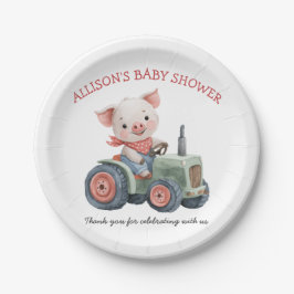 Plato De Papel Cute Farm Animals Pig Tractor Baby Shower