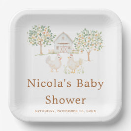 Plato De Papel Cute Farm Barn Baby Shower