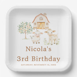 Plato De Papel Cute Farm Barn Cows Birthday