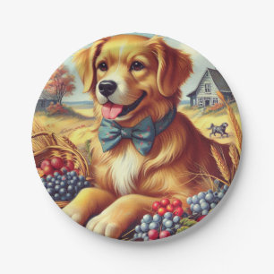 Plato De Papel Cute Farm Dog Pinting