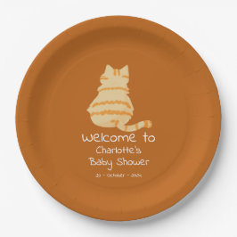 Plato De Papel Cute Fat Orange Cat Baby Shower