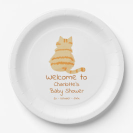 Plato De Papel Cute Fat Orange Cat Baby Shower