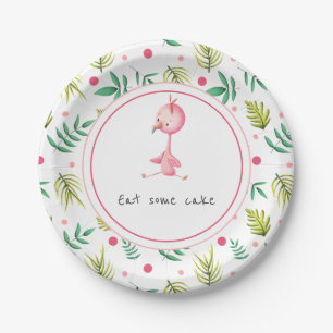 Plato De Papel Cute Flamingo Baby Shower