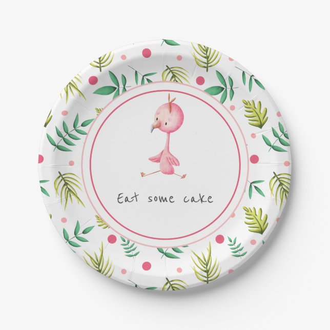 Plato De Papel Cute Flamingo Baby Shower (Anverso)