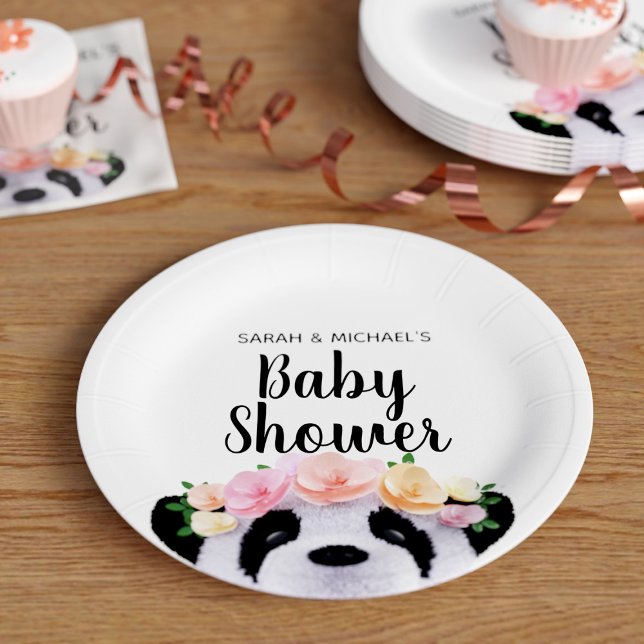 Plato De Papel Cute Floral Panda Bear Placas de papel Baby Shower (Subido por el creador)