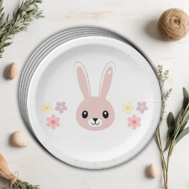 Plato De Papel Cute Floral Tiny Hopper Bunny Baby Shower