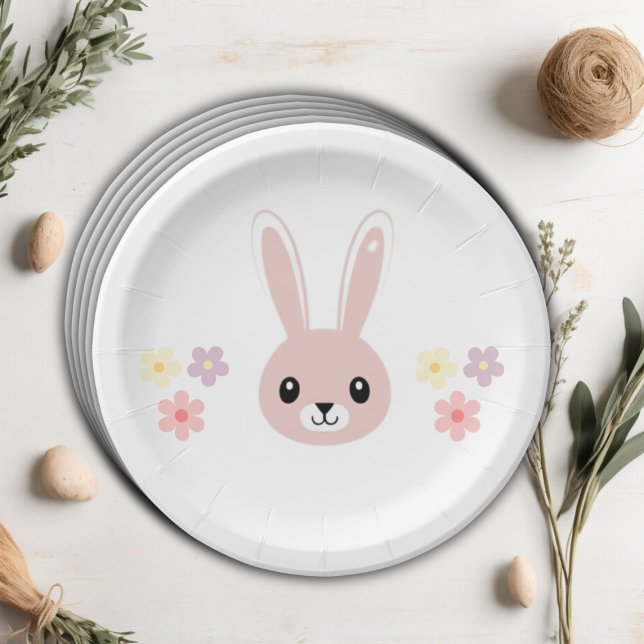 Plato De Papel Cute Floral Tiny Hopper Bunny Baby Shower (Subido por el creador)