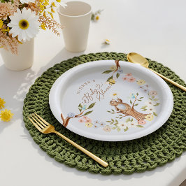 Plato De Papel Cute Floral Woodland Knitus Bear Baby Shower